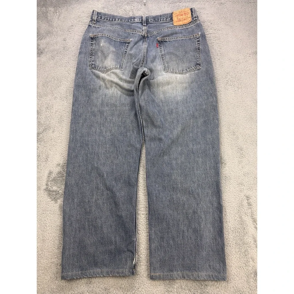 VTG Levis 569 Jeans Men‎ 36x32 Blue Loose Baggy Straight Distress Denim Y2K 04'